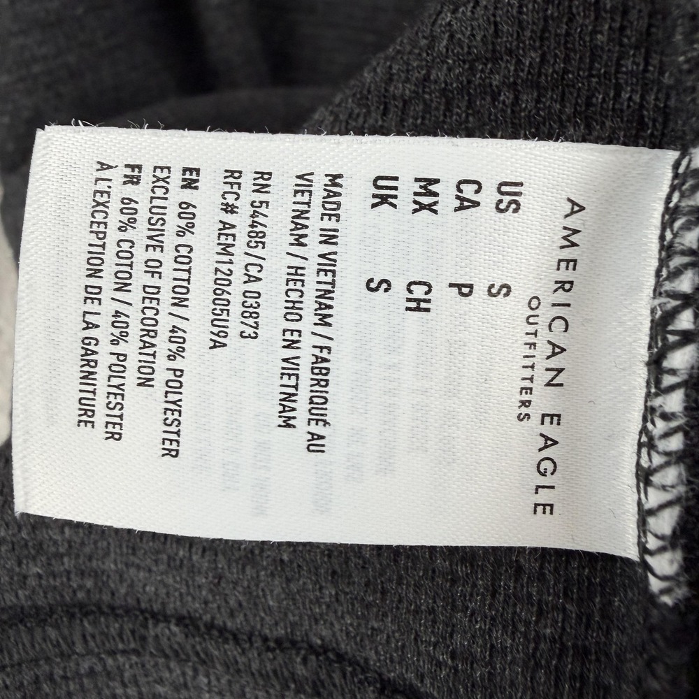 American Eagle Outfitters Shirt Mens Small Gray Thermal Long Sleeve Crewneck - Picture 5 of 9